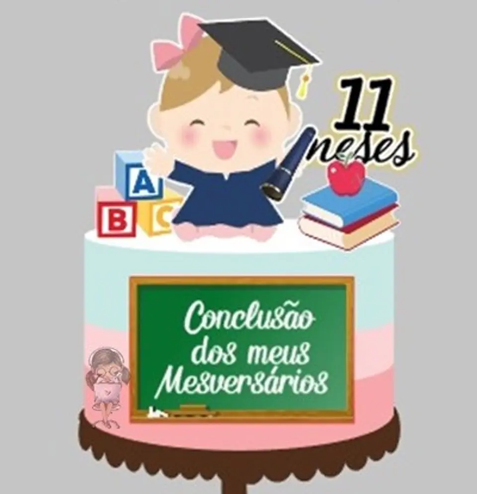 Arquivo de Corte Topo de Bolo Formatura Menina ABC - Mesversário 8 1