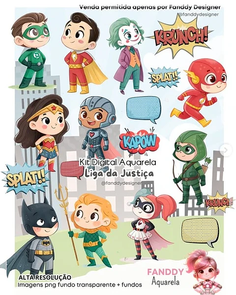 Kit Digital Liga da Justiça Aquarela 185