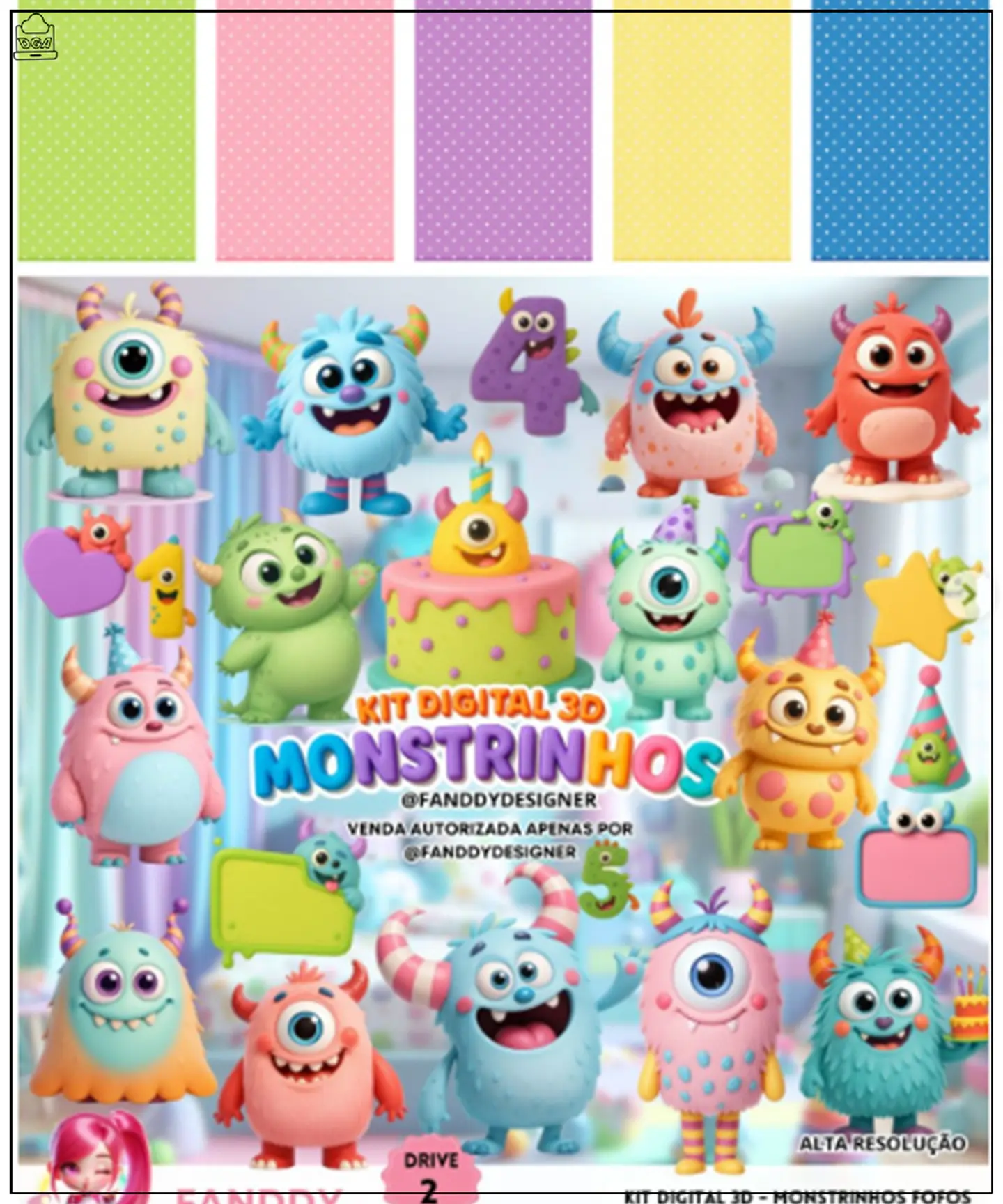 Kit Digital Monstrinhos Fofos 3d 223 1
