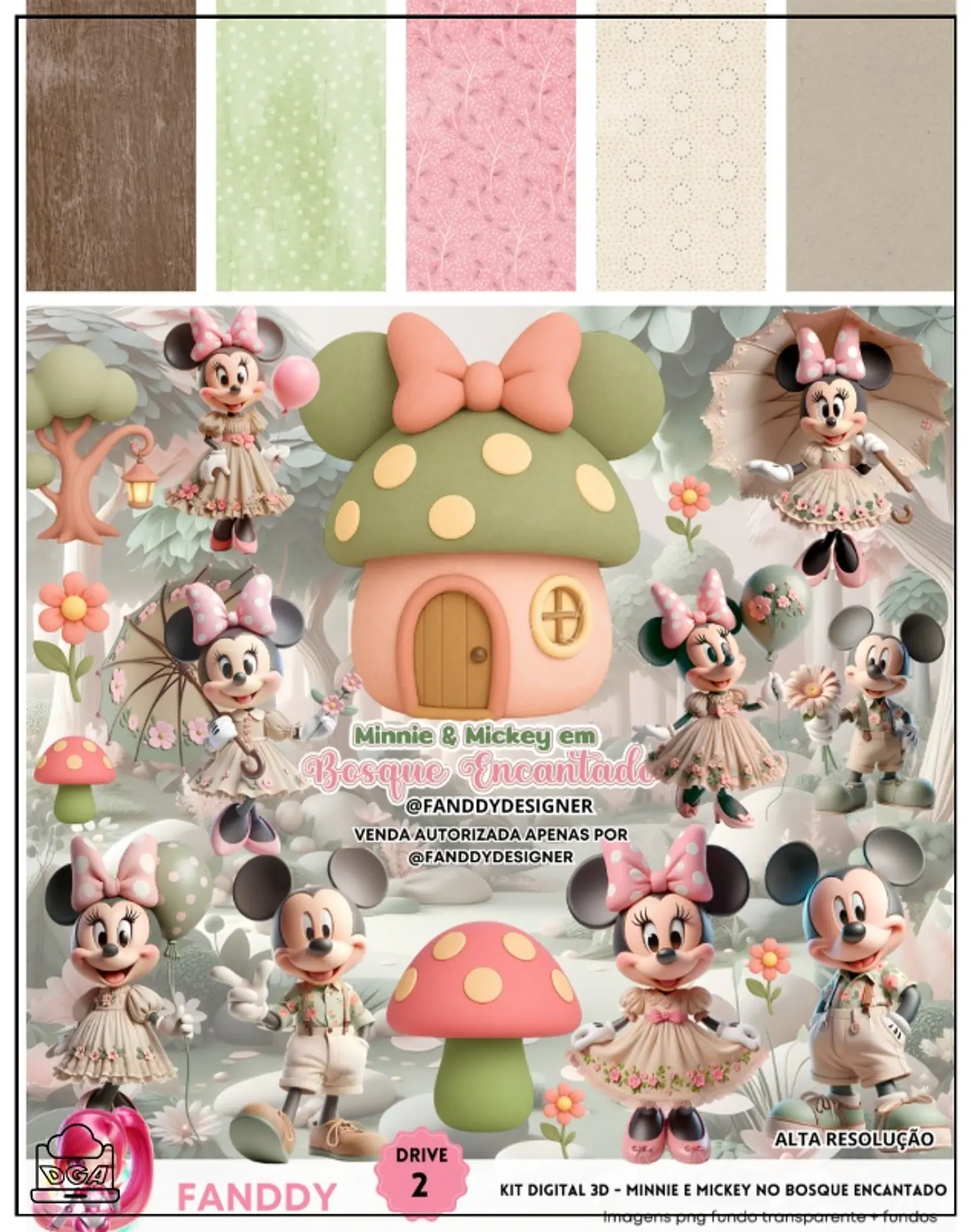Kit Digital Minnie e Mickey em Bosque Encantado 219 1