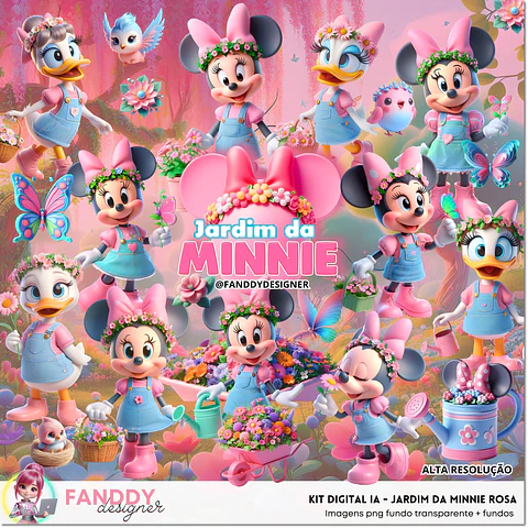 Kit Digital Jardim da Minnie Rosa 170