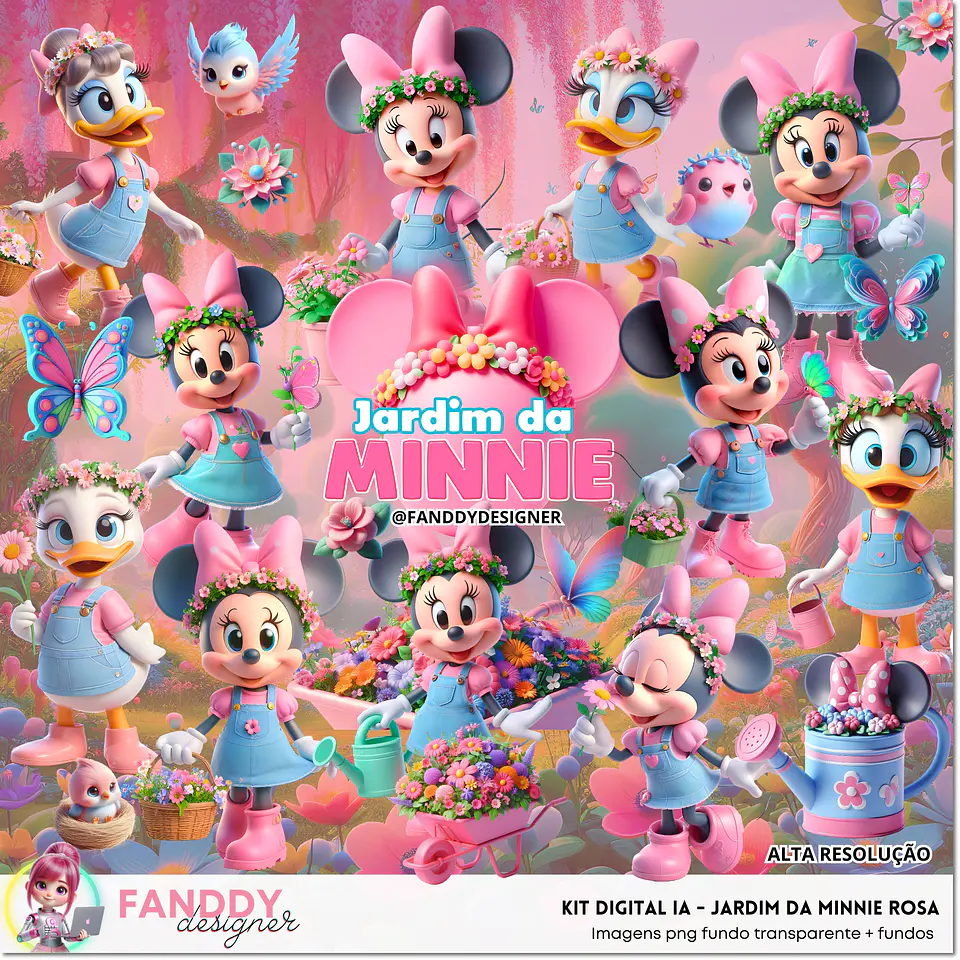 Kit Digital Jardim da Minnie Rosa 170 1
