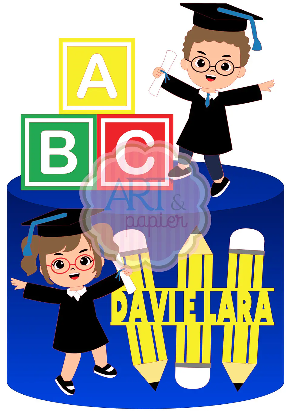 Arquivo de Corte Topo de Bolo Formatura Menino ABC - Mesversário 5 1