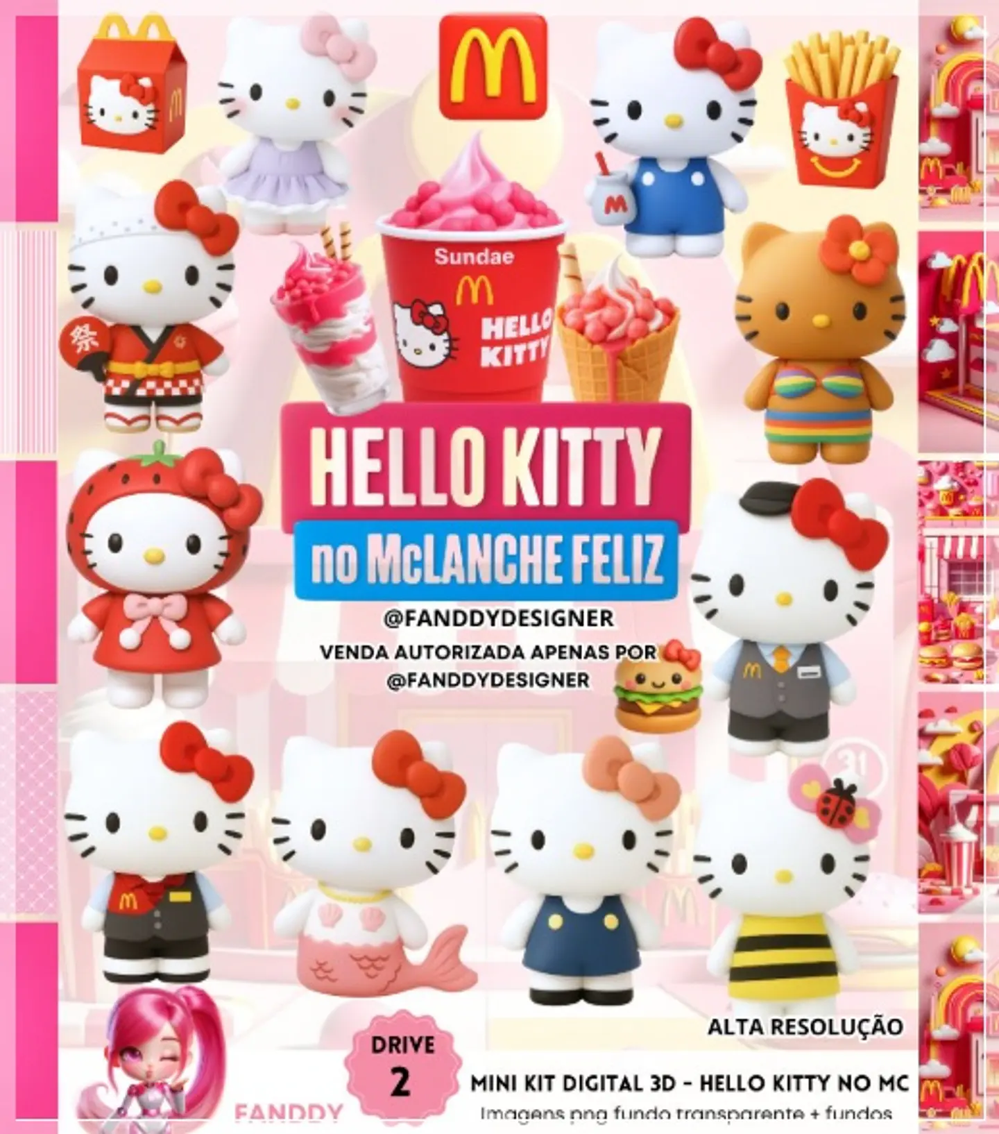 Kit Digital Hello Kitty No Mc Lanche Feliz 165 1