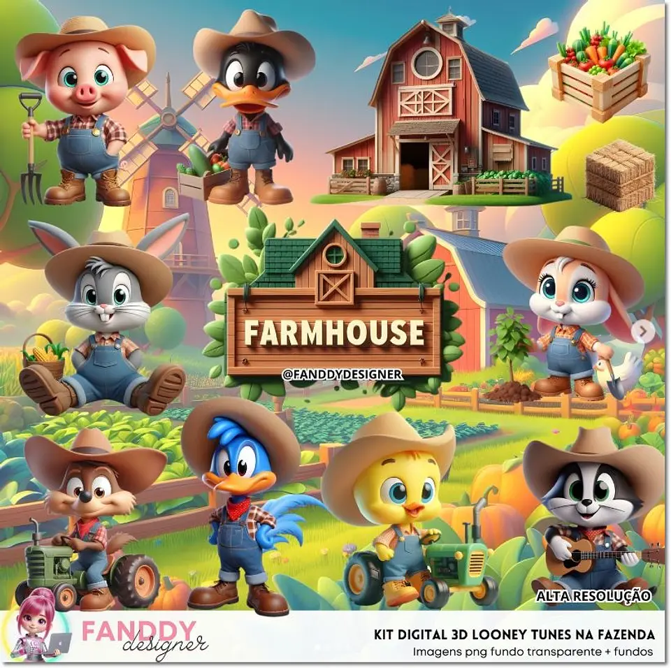 Kit Digital Looney Tunes Fazenda 196 1