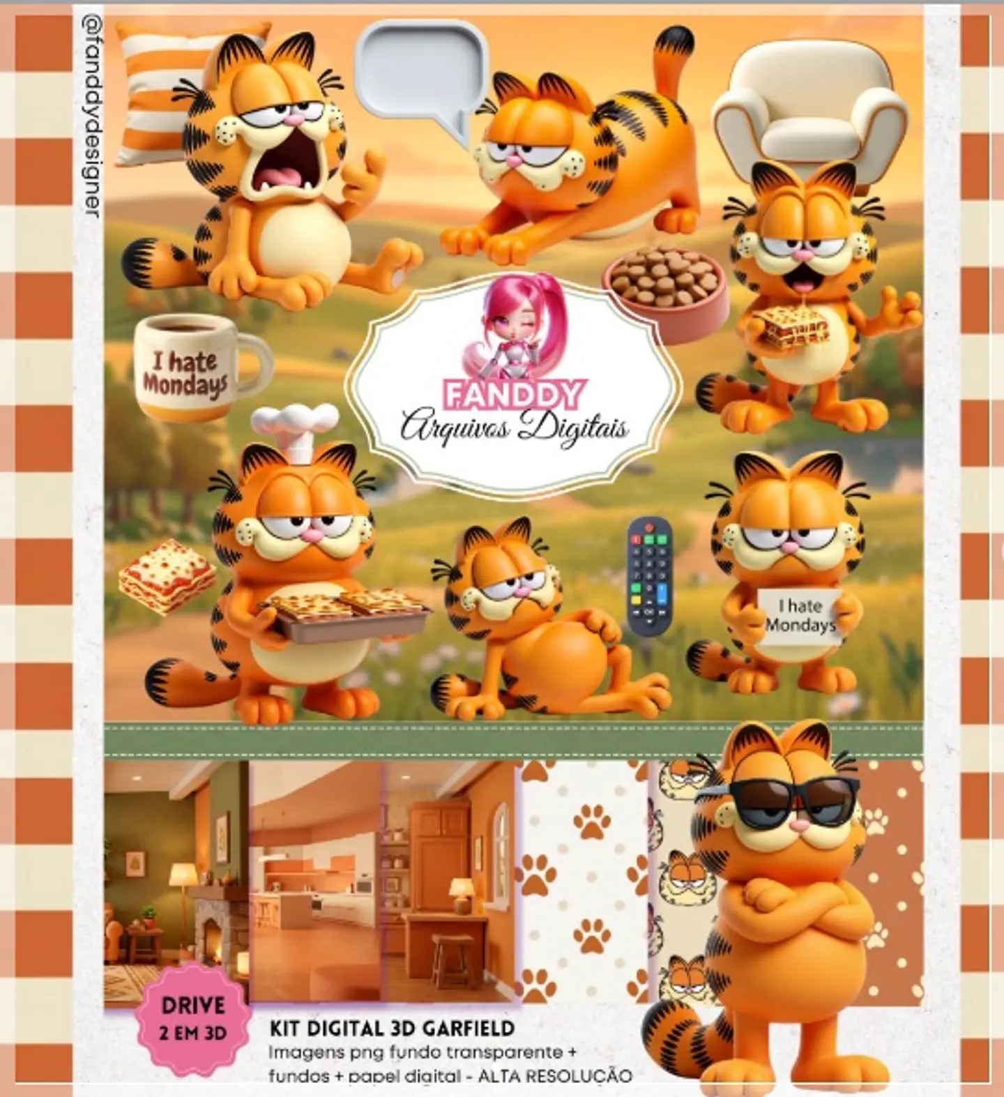 Kit Digital Garfield 3d 155 1