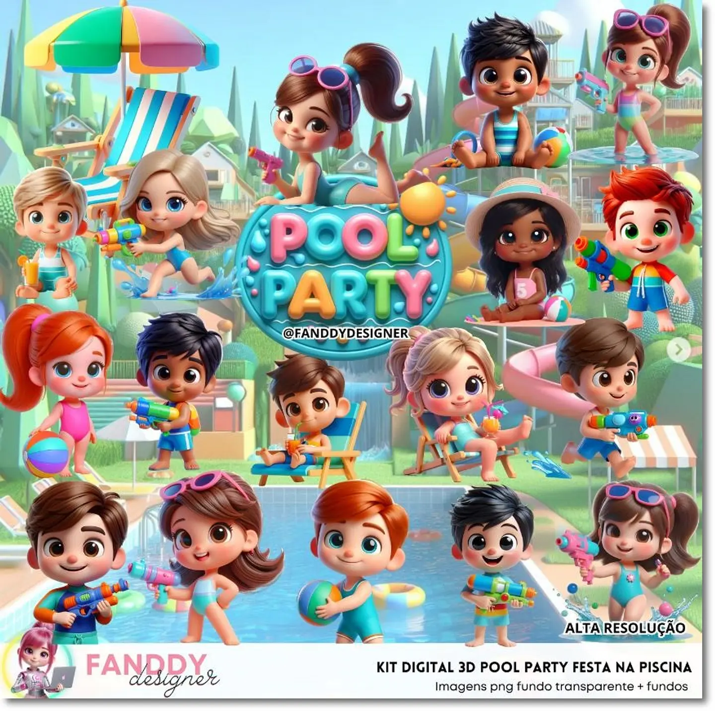Kit Digital Pool Party Kids 271 1