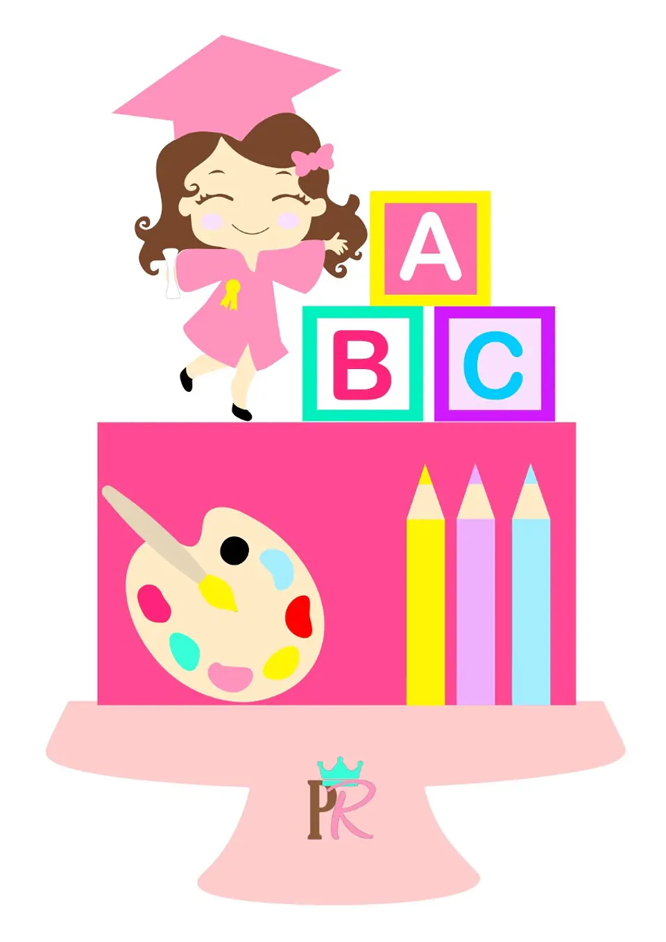 Arquivo de Corte Topo de Bolo Formatura Menina ABC - Mesversário 17 1