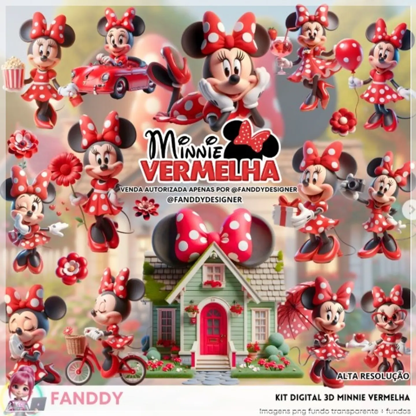 Kit Digital Minnie Vermelha 3d 217 1