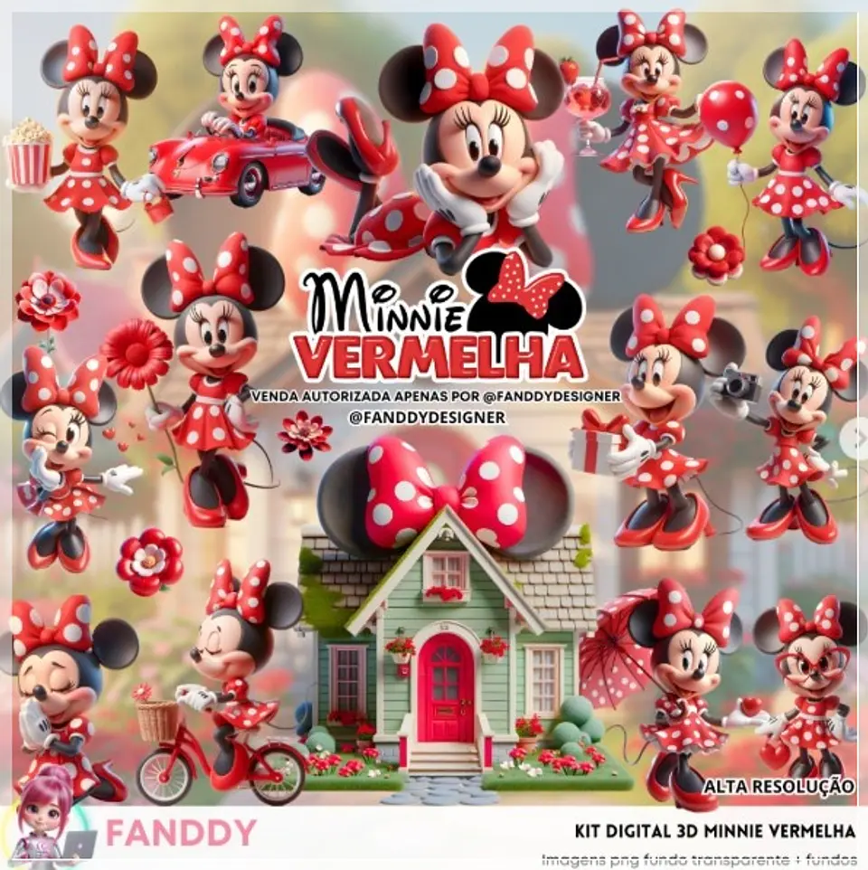 Kit Digital Minnie Vermelha 3d 217 1