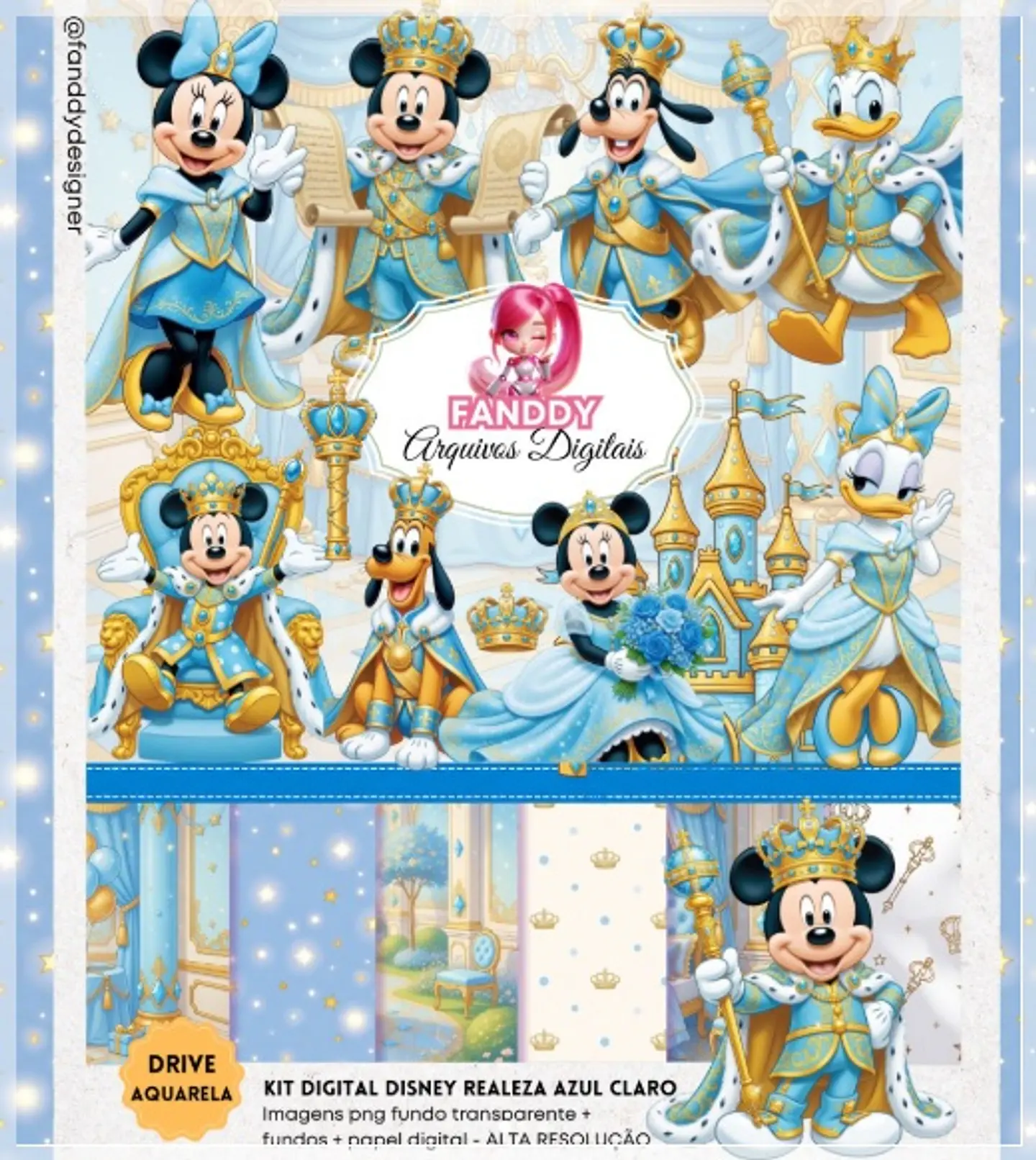 Kit Digital Disney Realeza Azul Claro 114 1