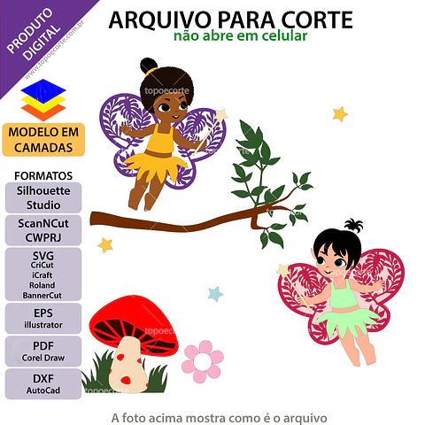 Arquivo de Corte Topo de Bolo Fada Fadinha 3