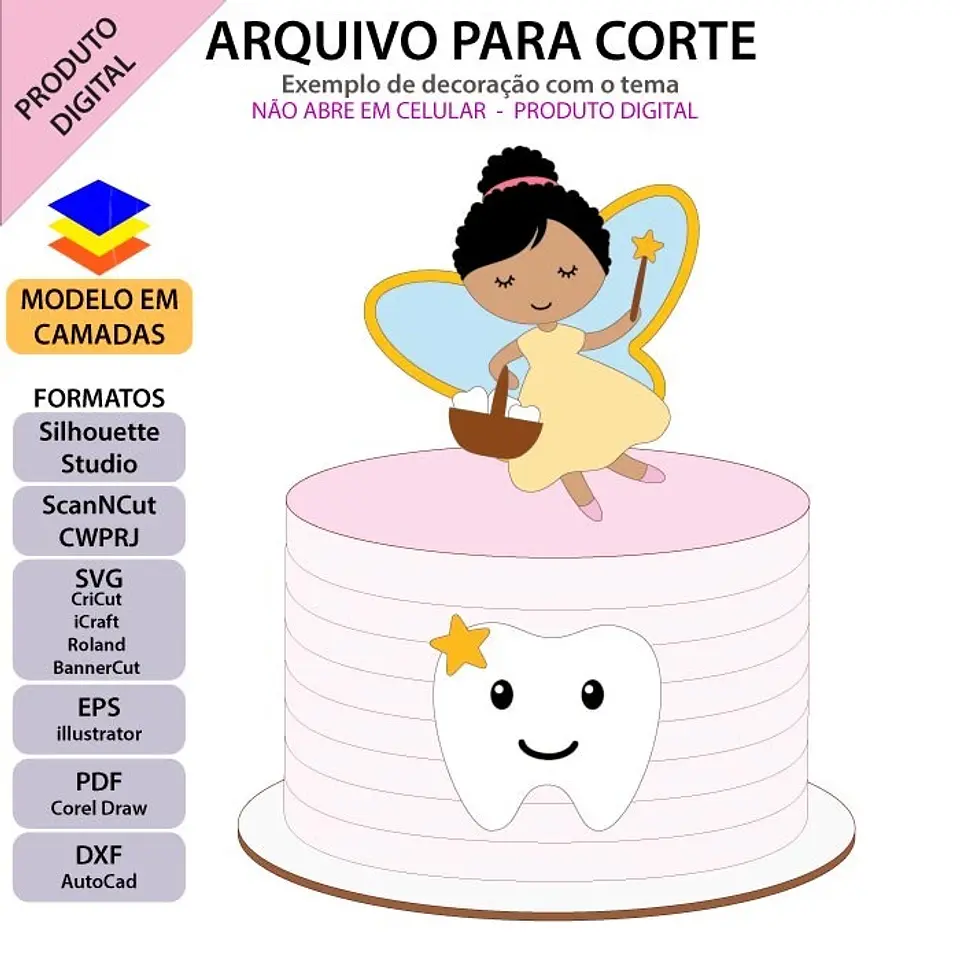 Arquivo de Corte Topo de Bolo Fada Fadinha 2 1