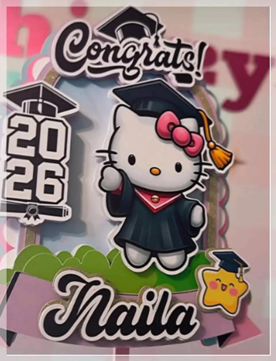 Arquivo de Corte Topo de Bolo Formatura Menina ABC - Mesversário 5 1