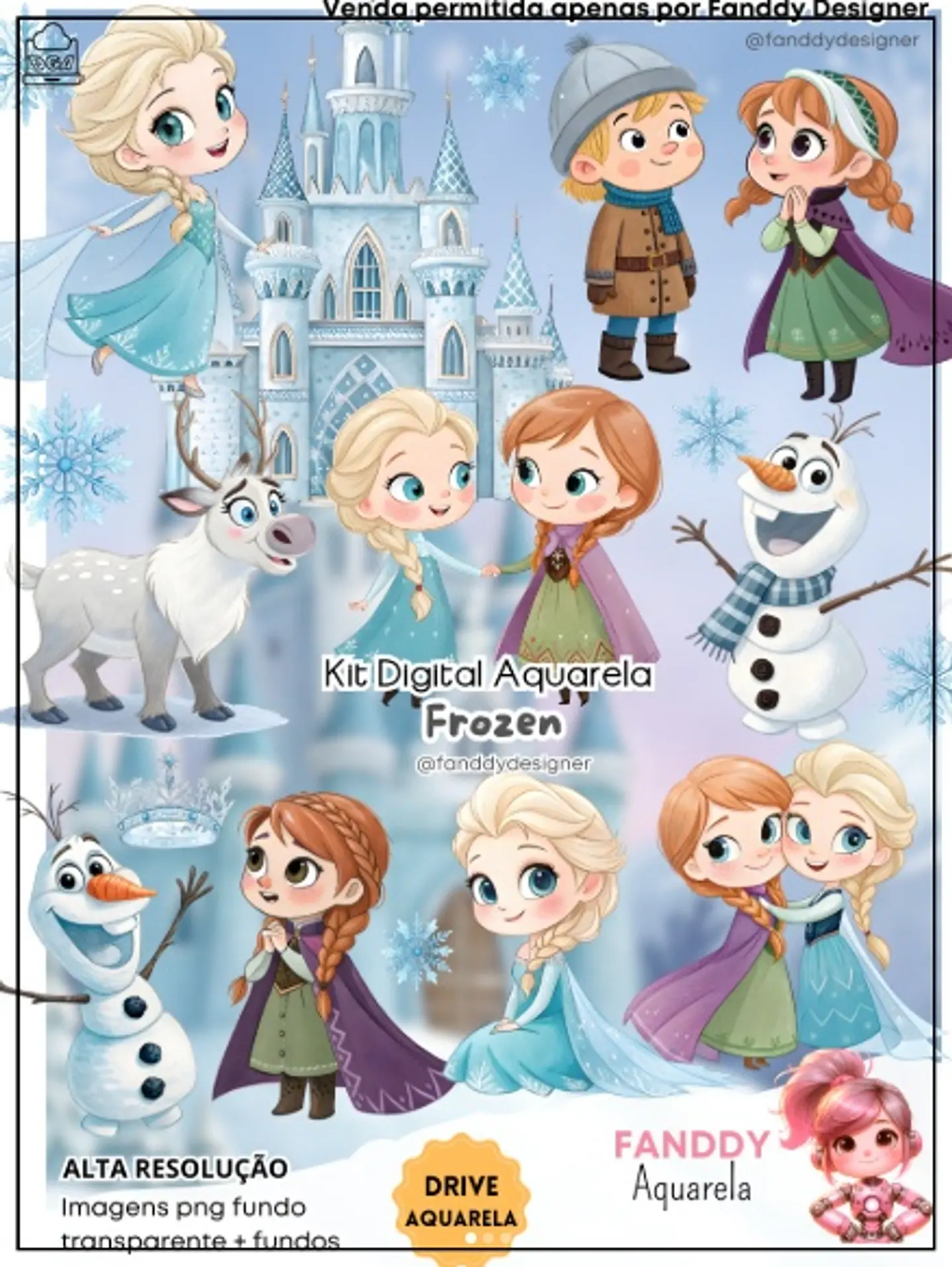 Kit Digital Frozen Aquarela 144 1