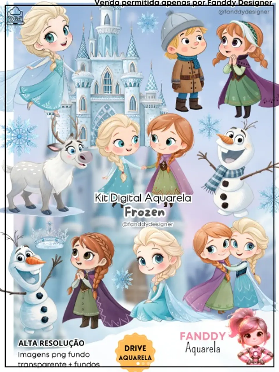 Kit Digital Frozen Aquarela 144 1