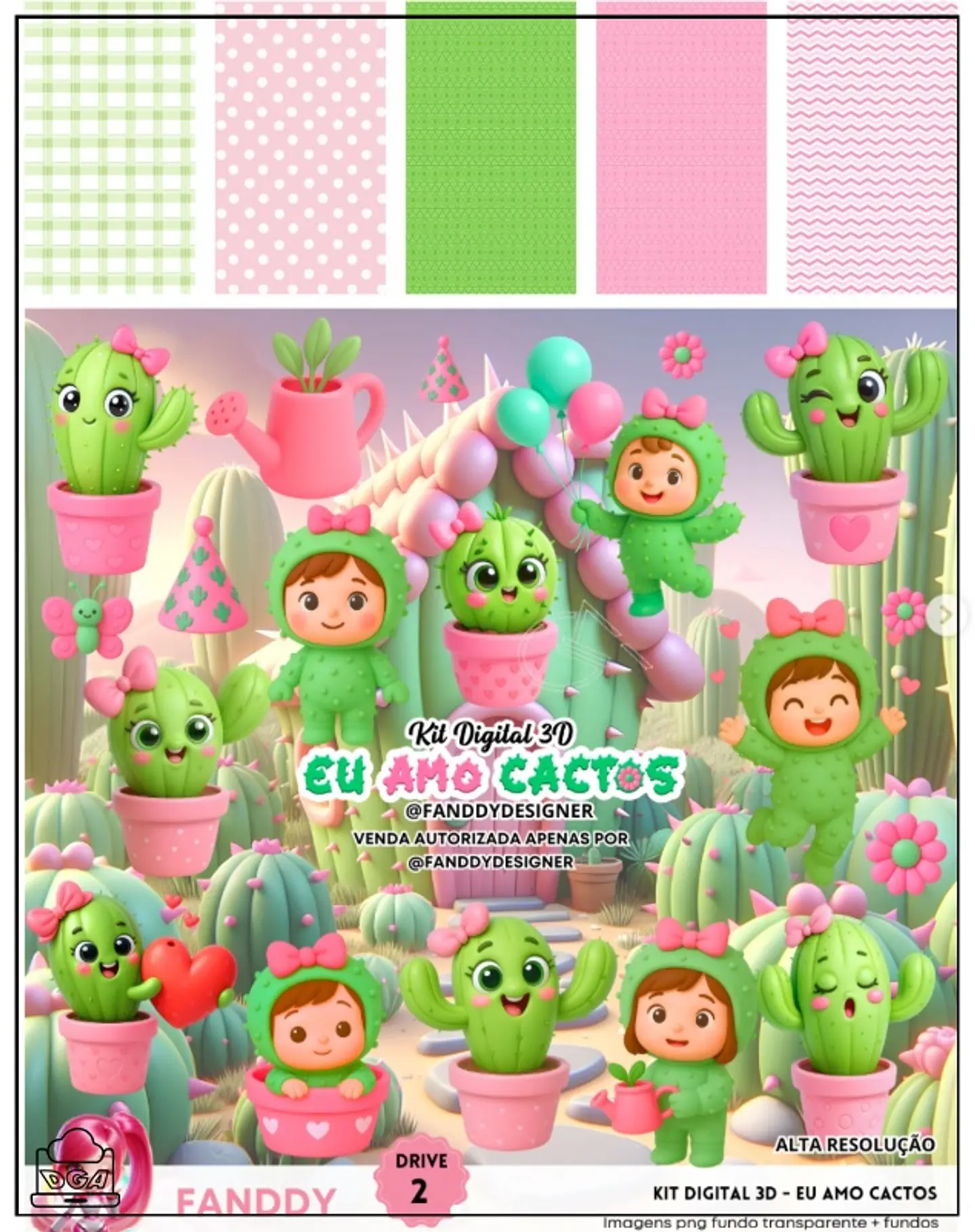 Kit Digital Eu Amo Cactos 3d 126 1