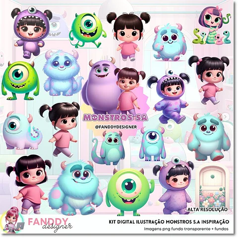 Kit Digital Monstros Ilustração 3d 224