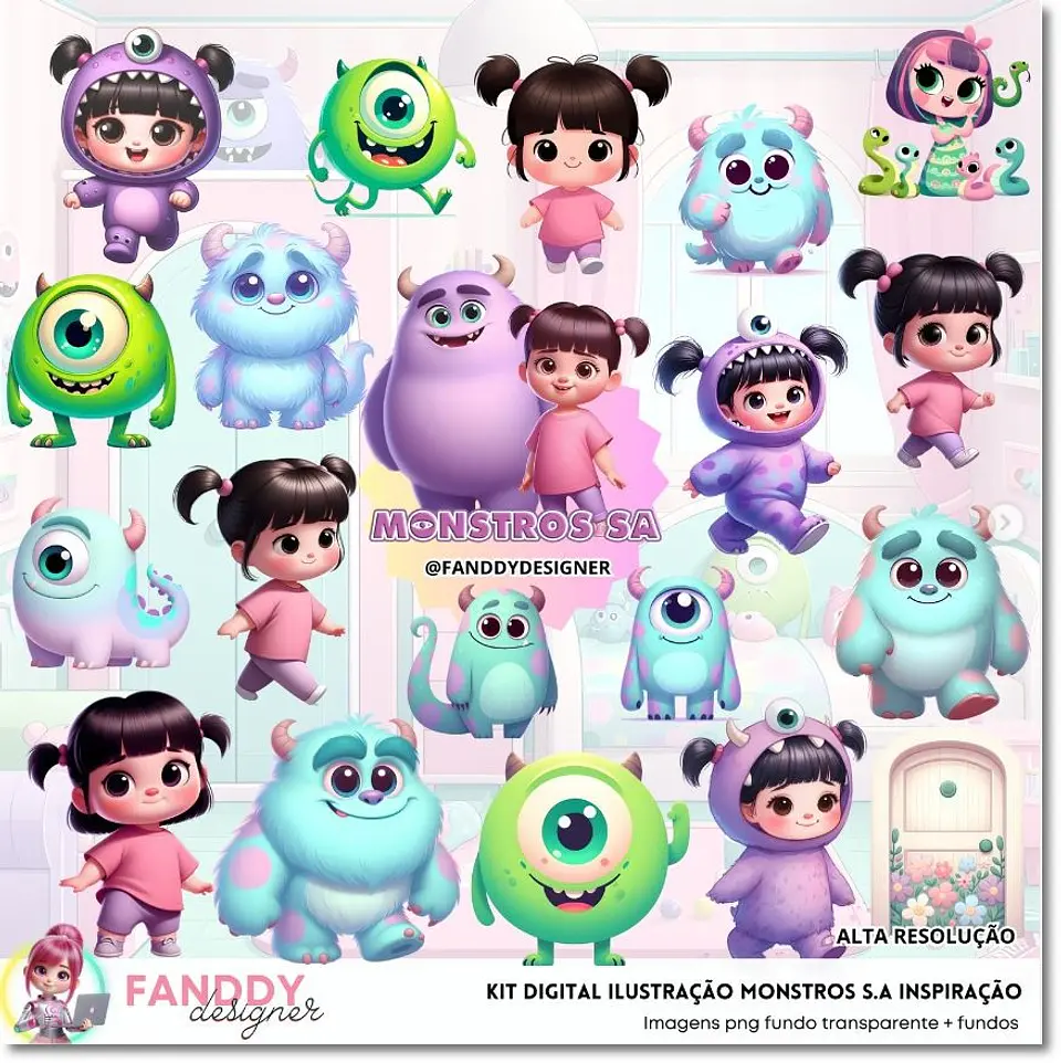 Kit Digital Monstros Ilustração 3d 224 1
