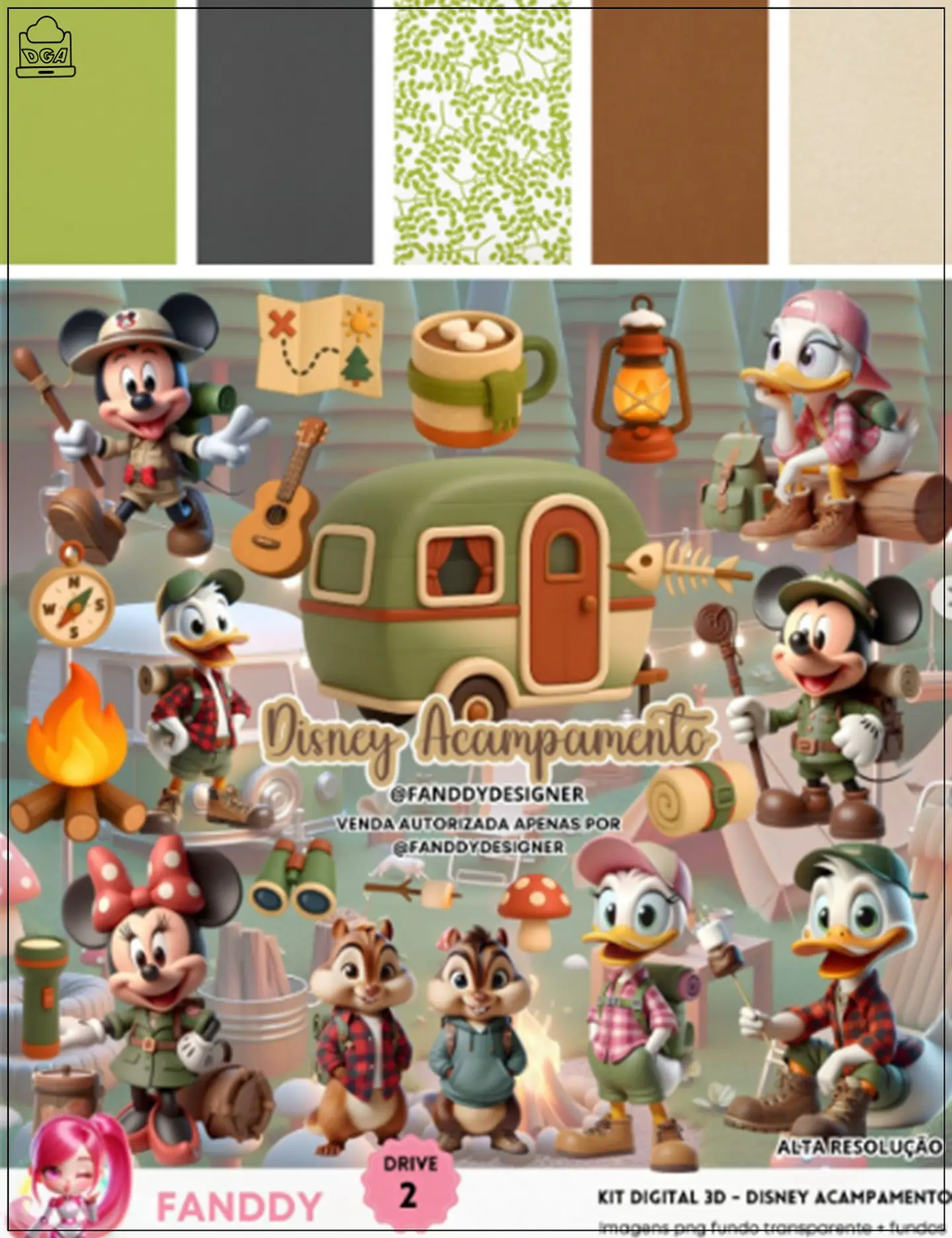 Kit Digital Disney Acampamento 3d 107 1