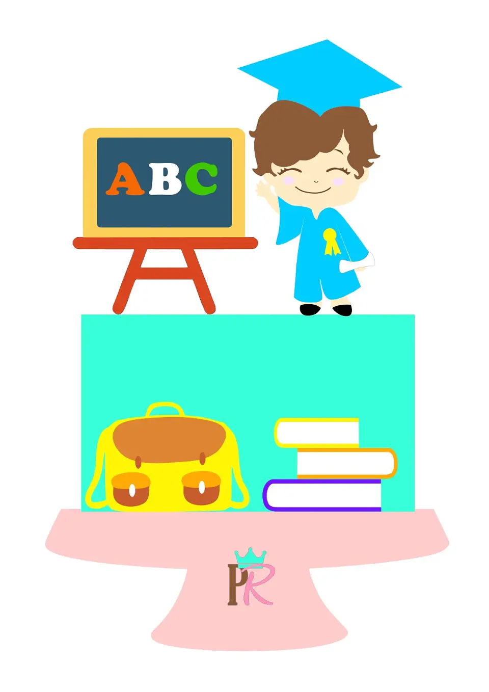 Arquivo de Corte Topo de Bolo Formatura Menino ABC - Mesversário 8 1