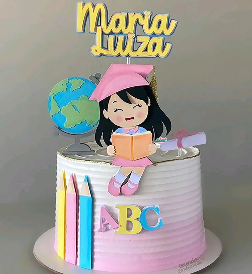 Arquivo de Corte Topo de Bolo Formatura Menina ABC - Mesversário 10 1