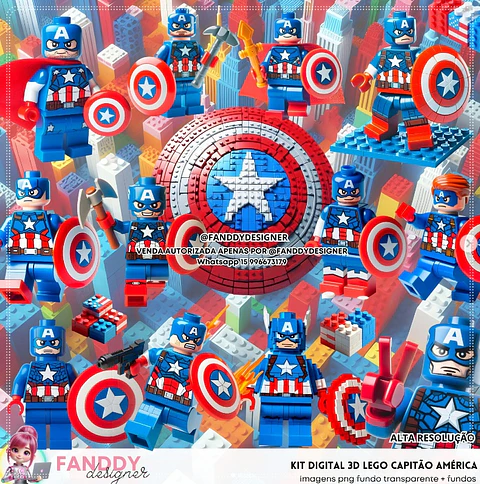 Kit Digital Lego Capitão América 181