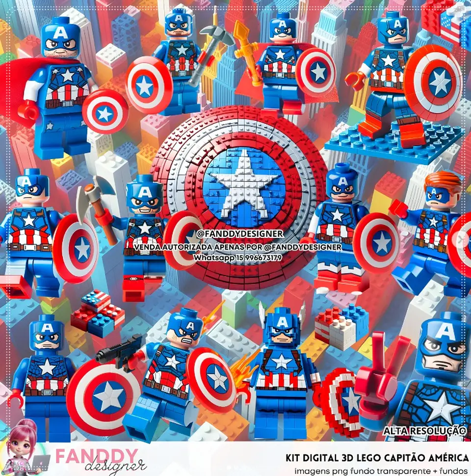 Kit Digital Lego Capitão América 181 1
