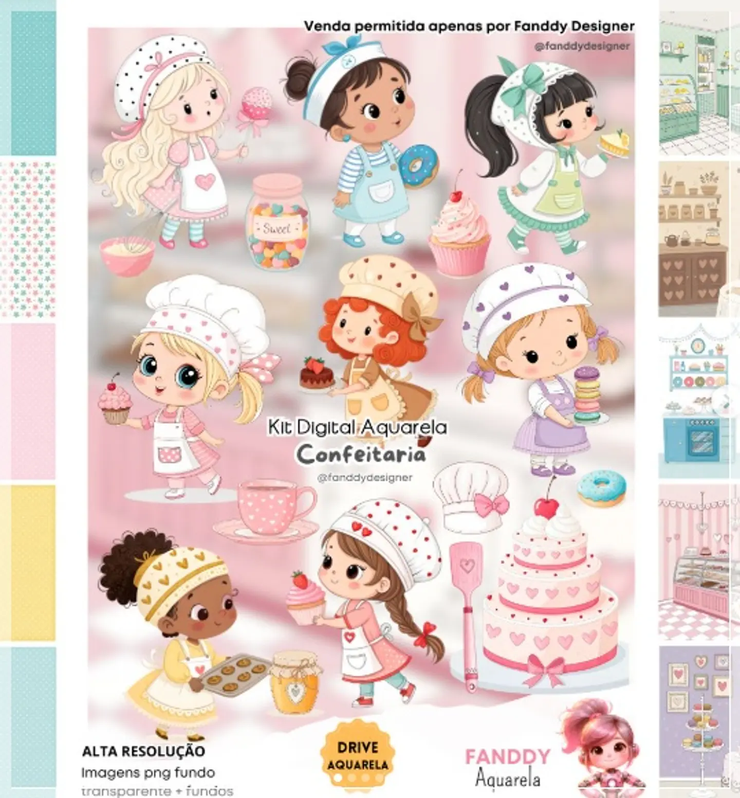 Kit Digital Confeitaria Cute Aquarela 87 1