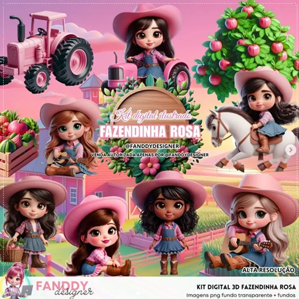 Kit Digital Fazendinha Rosa 131 1
