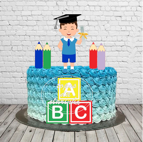 Arquivo de Corte Topo de Bolo Formatura Menino ABC - Mesversário 12