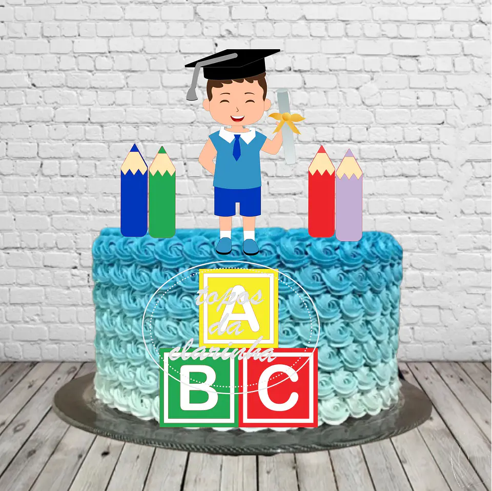 Arquivo de Corte Topo de Bolo Formatura Menino ABC - Mesversário 12 1