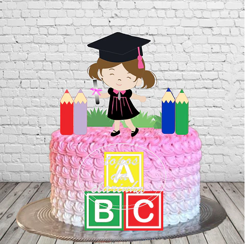 Arquivo de Corte Topo de Bolo Formatura Menina ABC - Mesversário 19