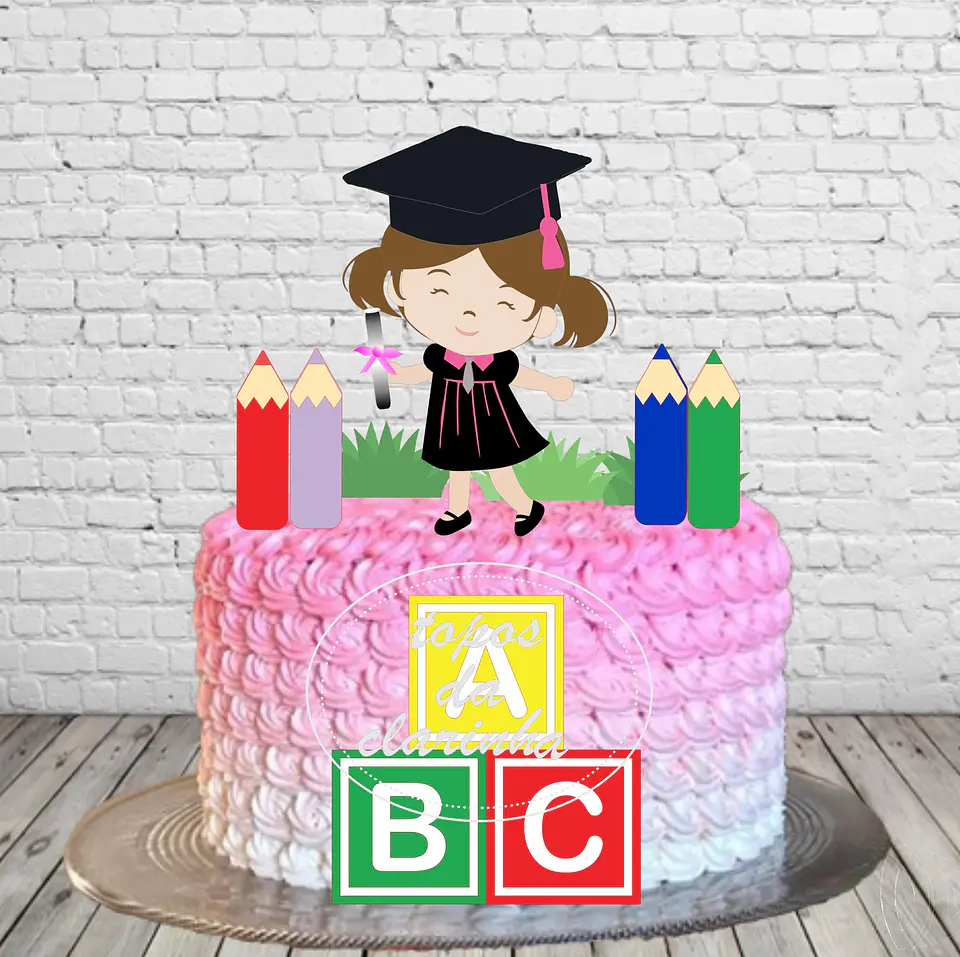Arquivo de Corte Topo de Bolo Formatura Menina ABC - Mesversário 19 1