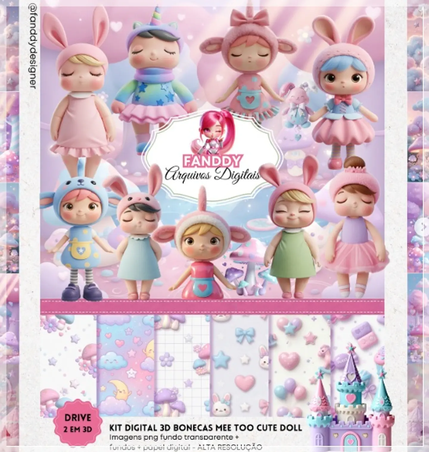 Kit Digital Boneca Mee Too Cute 3d 50 1