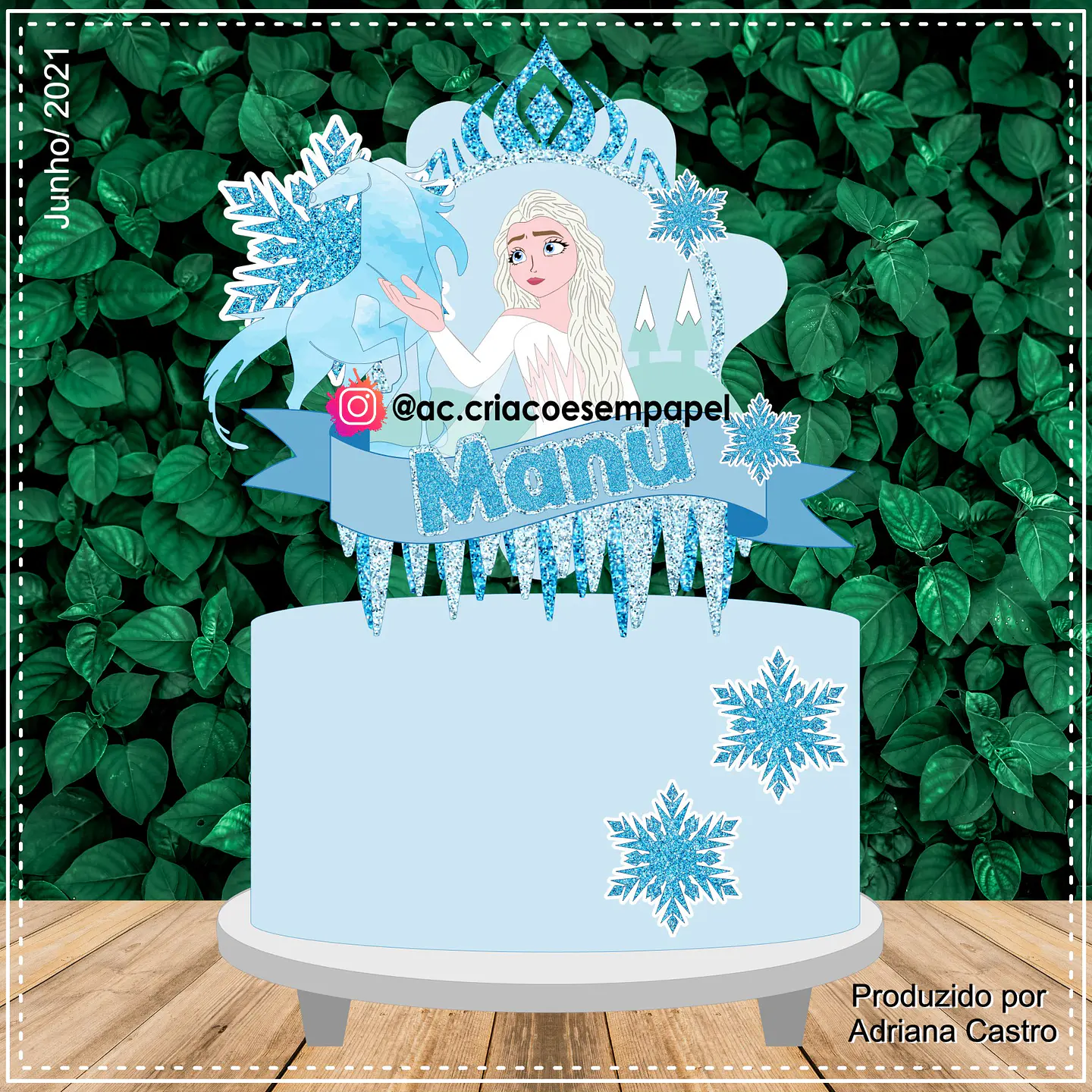 Arquivo de Corte Topo de Bolo Frozen Elsa 13 1