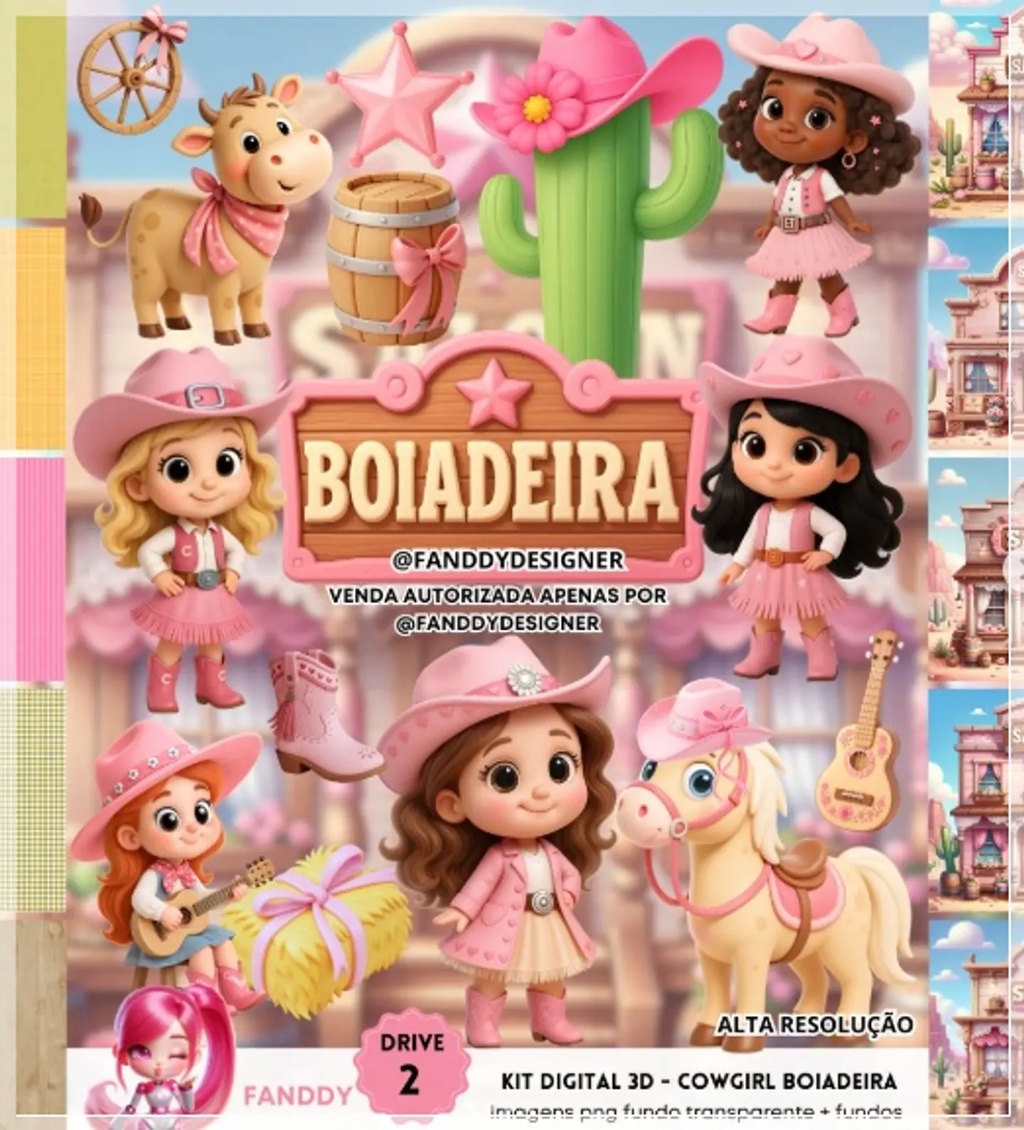 Kit Digital Boiadeira Cowgirl 3d 47 1