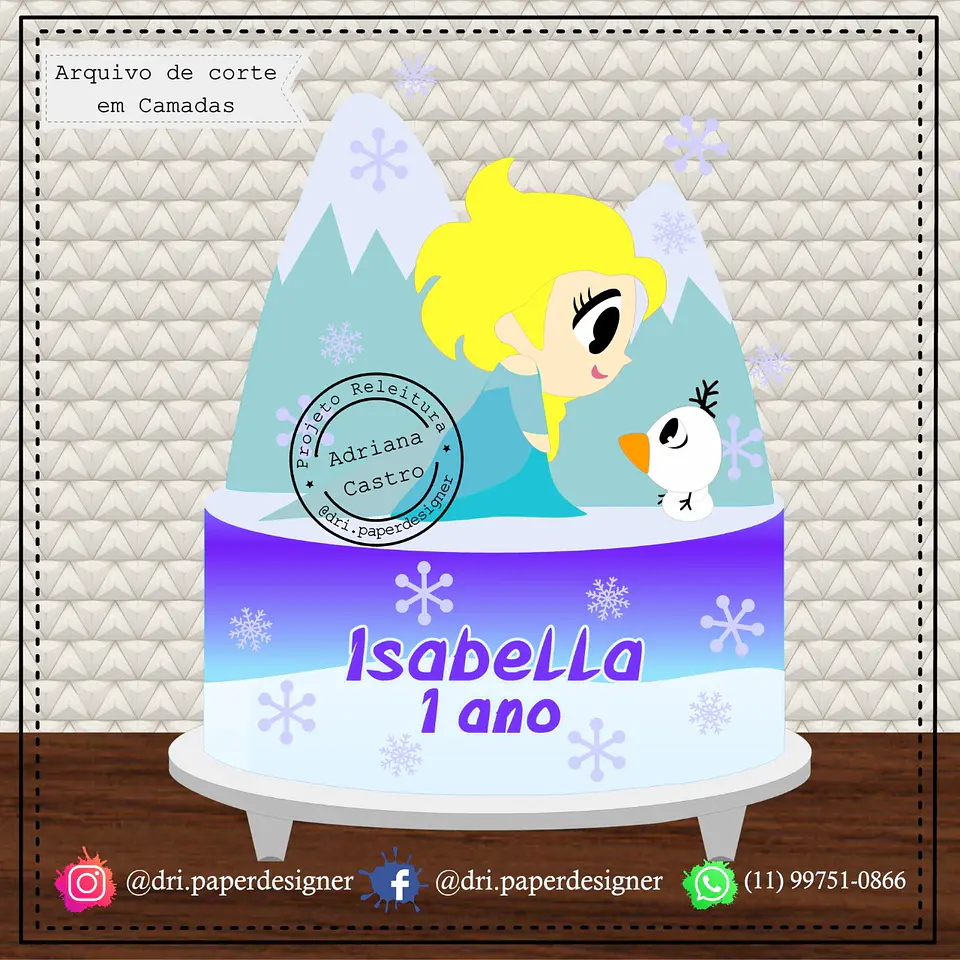 Arquivo de Corte Topo de Bolo Frozen Elsa 10 1