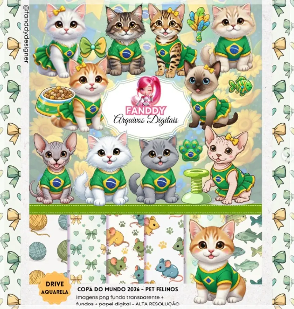 Kit Digital Copa Mundo Pet Felinos 92 1