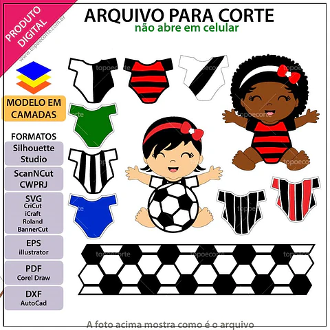 Arquivo de Corte Topo de Bolo Futebol Menina 2