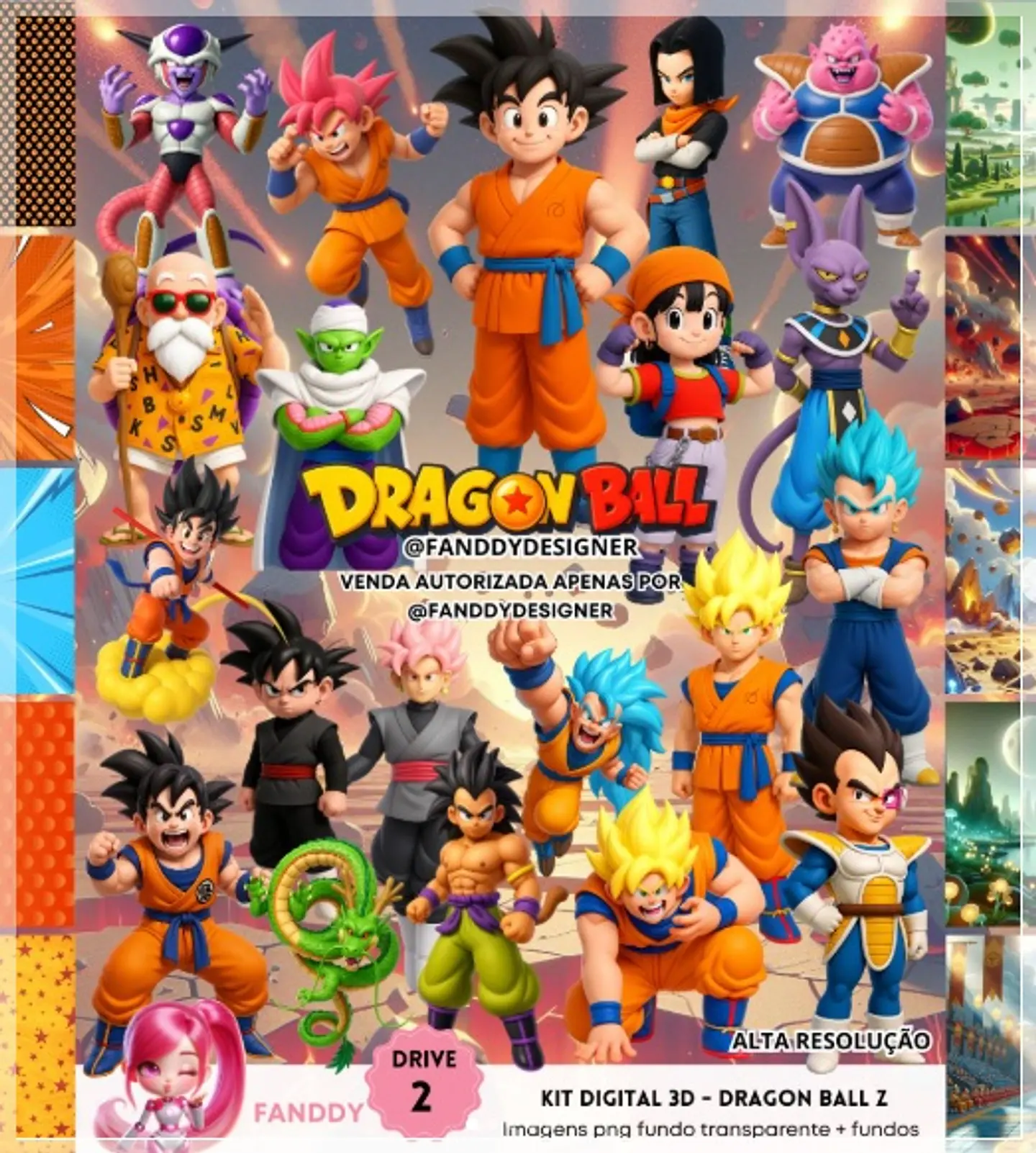 Kit Digital Dragon Ball Z Tradicional 3d 121 1