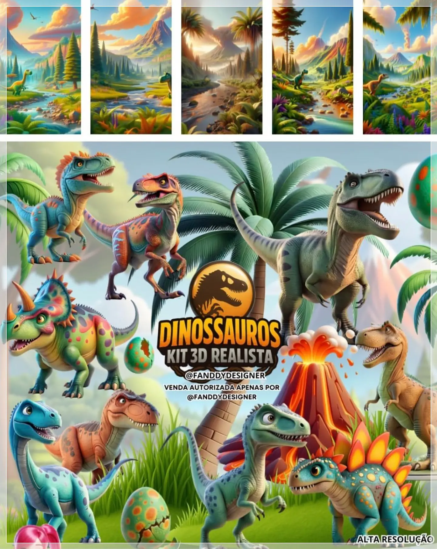 Kit Digital Dinossauro Jurassic 105 1