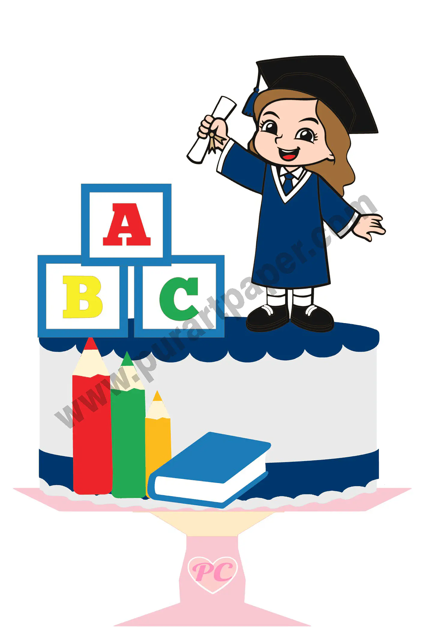 Arquivo de Corte Topo de Bolo Formatura Menina ABC - Mesversário 28 1