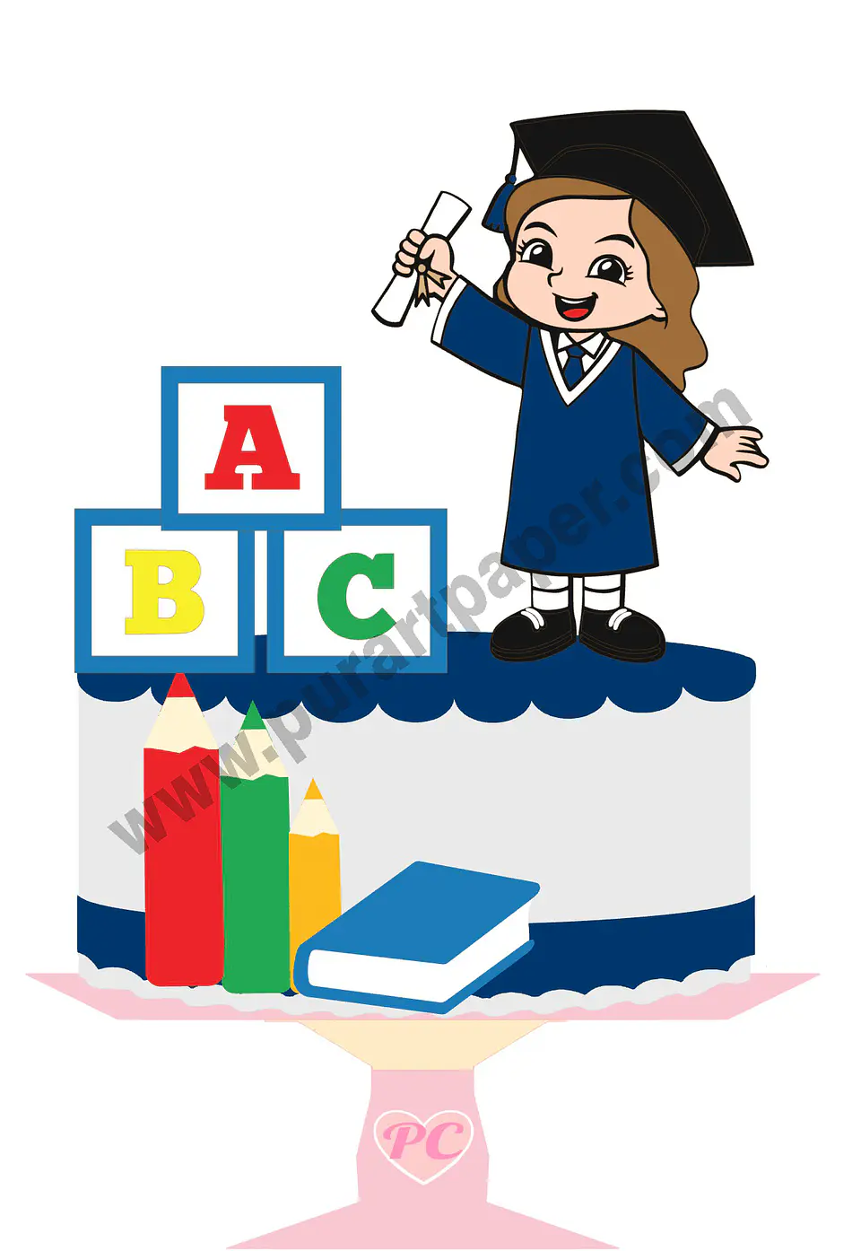 Arquivo de Corte Topo de Bolo Formatura Menina ABC - Mesversário 28 1