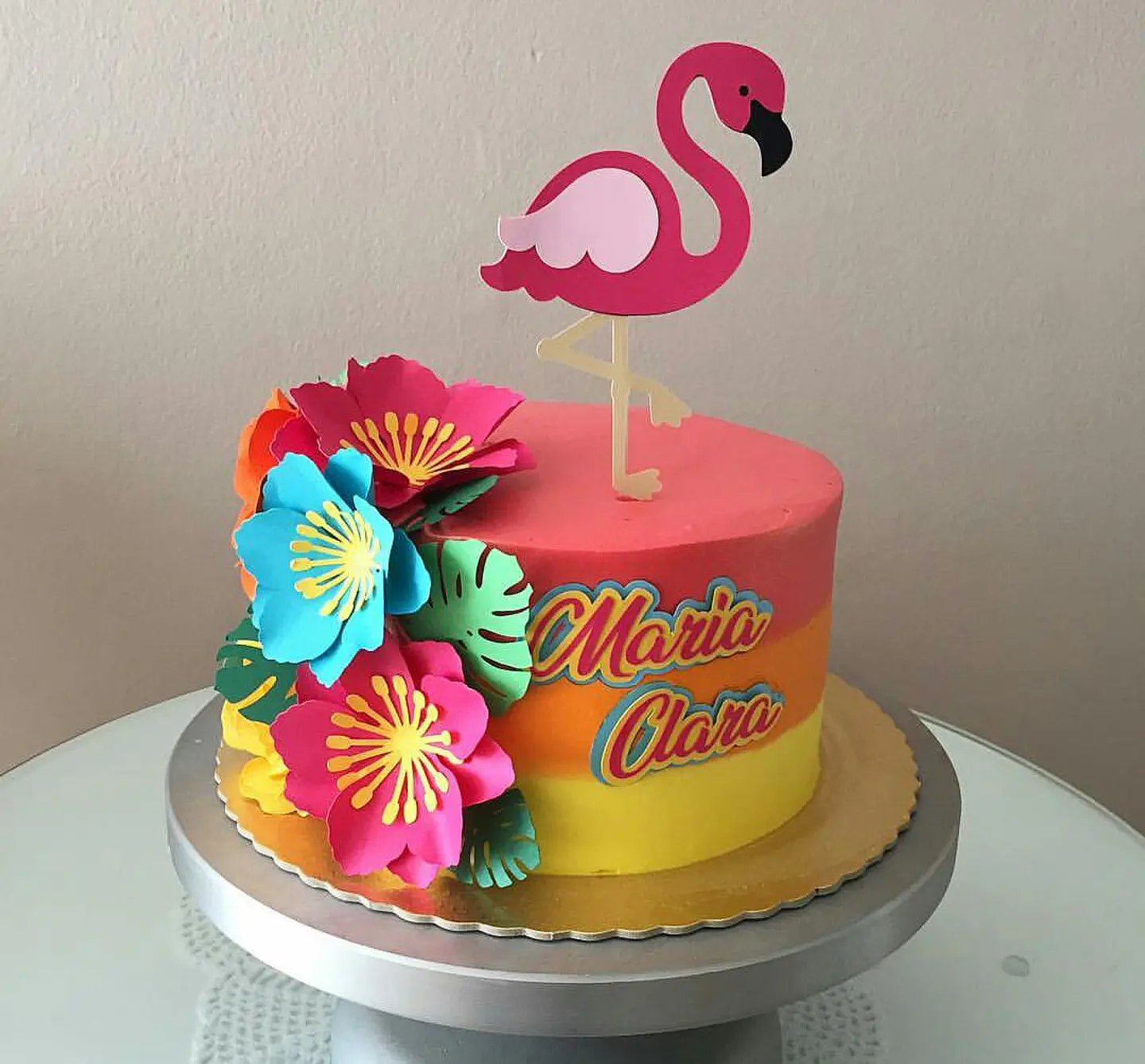 Arquivo de Corte Topo de Bolo Flamingo Tropical 40 1