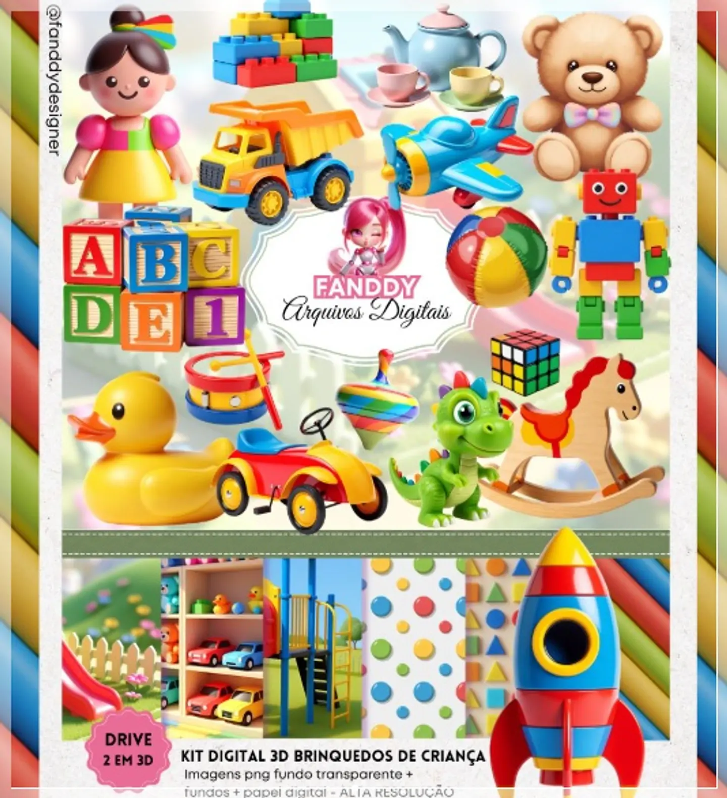 Kit Digital Brinquedos 3d 60 1