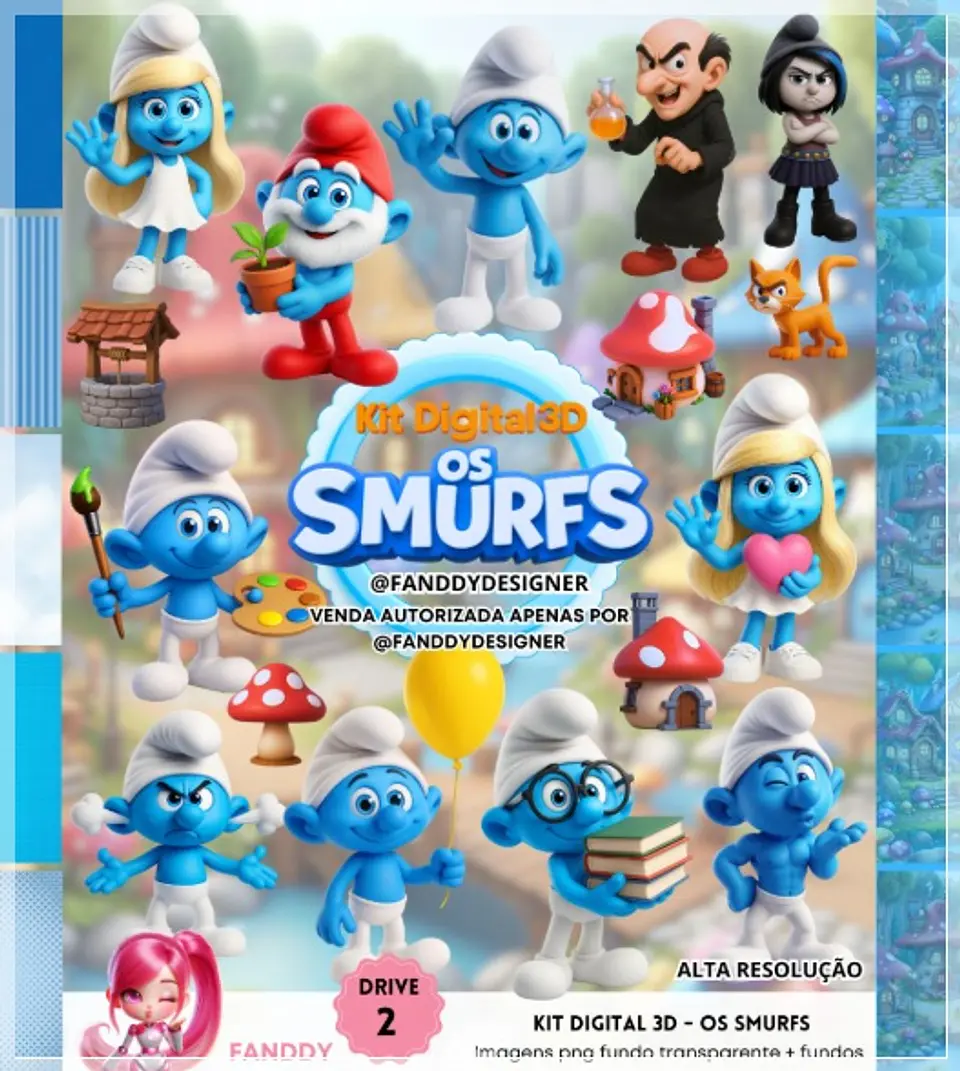 Kit Digital Os Smurfs 3d 248 1