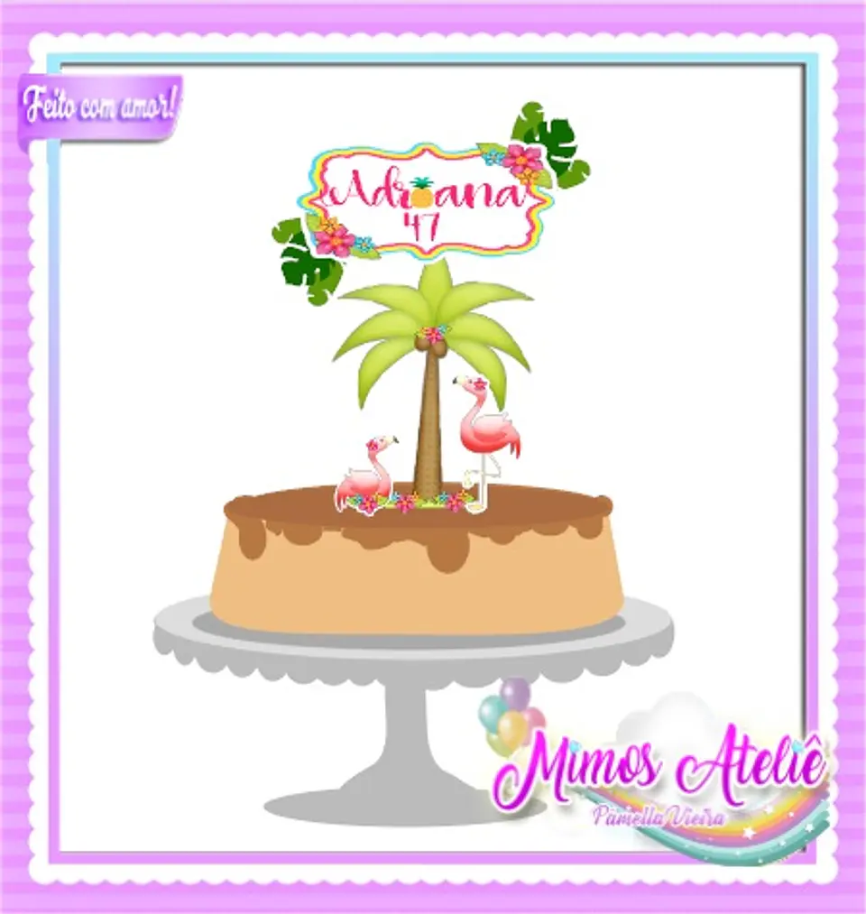 Arquivo de Corte Topo de Bolo Flamingo Tropical 31 1
