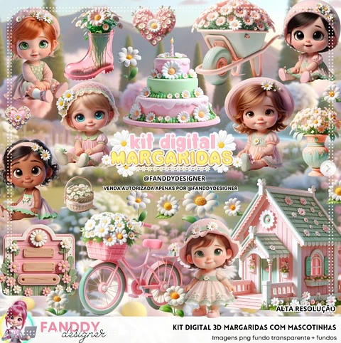 Kit Digital Margaridas com Mascotinhas 199
