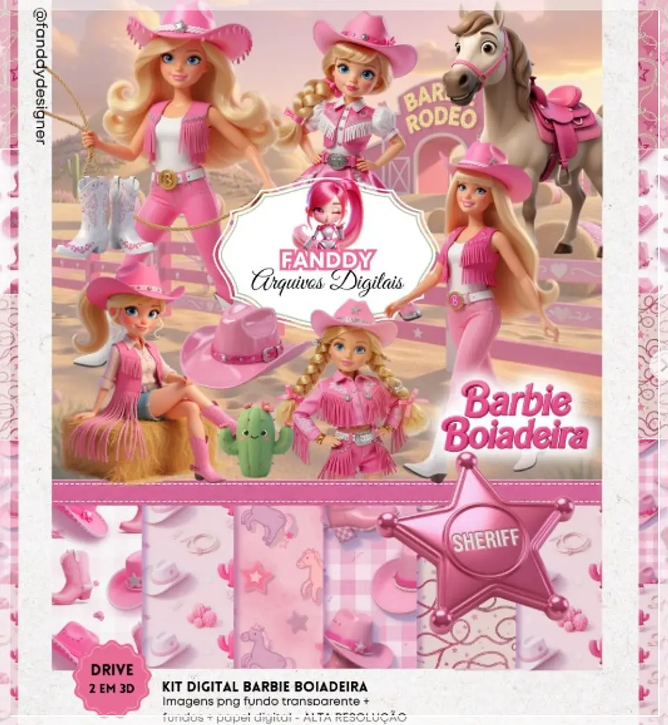 Kit Digital Barbie Boiadeira 3d 30 1